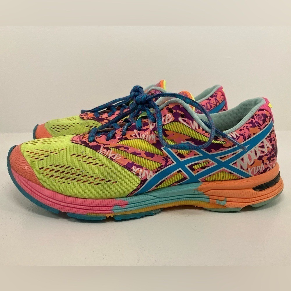 ASICS GEL-Noosa Tri 10 Running Shoe Neon Glow in Dark Graffiti Athletic Grunge - Picture 10 of 15